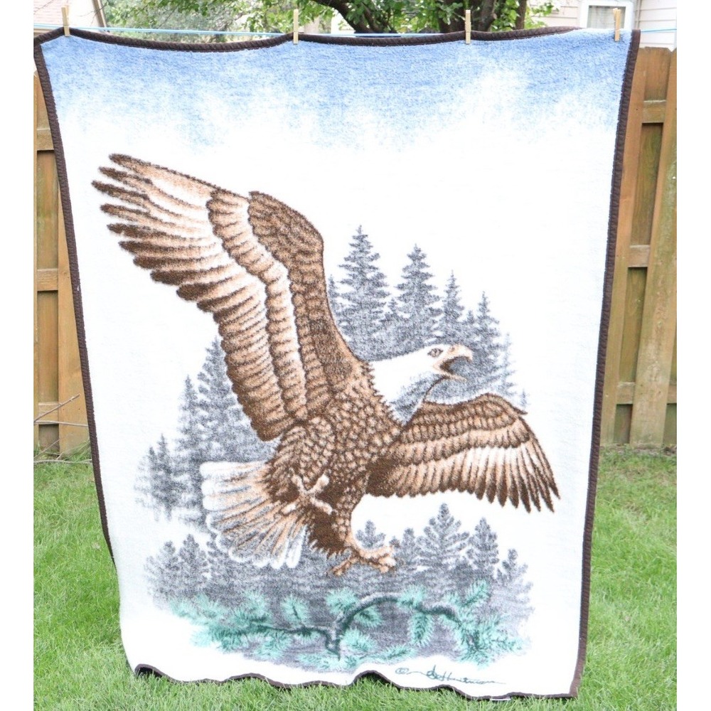 Soaring Eagle Blanket Biederlack 72x51 Soft Sofa Throw Blanket Cabin Rustic